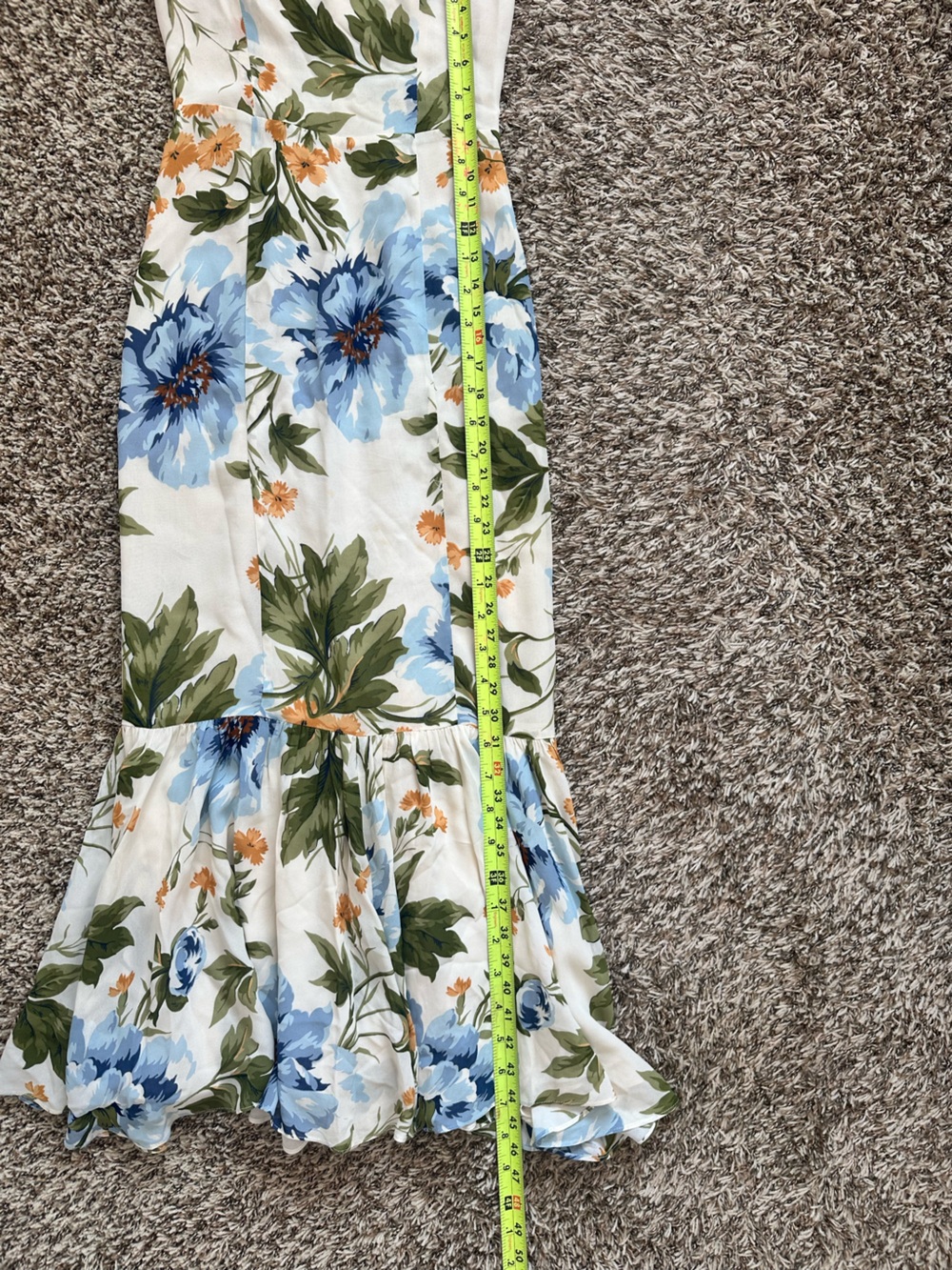 Reformation White Blue Floral Irisa Maxi Dress Size 2 Trumpet Skirt - Picture 5 of 8